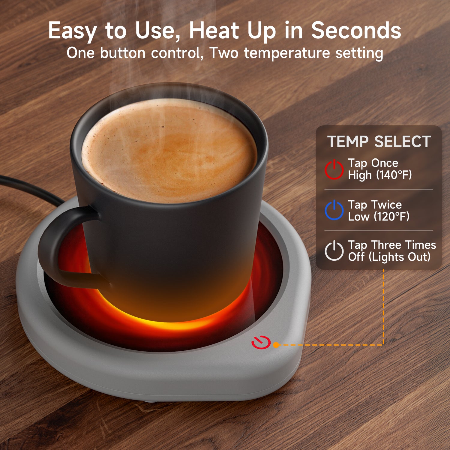 【Grey】Coffee Mug Warmer with Auto Shut Off,Smart Coffee Warmer