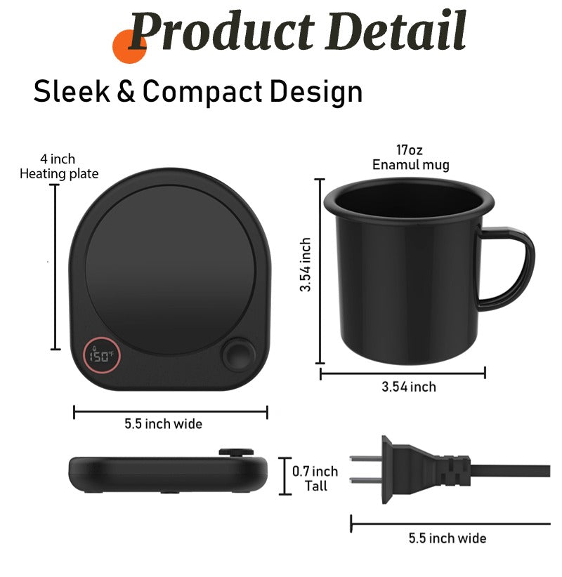 Coffee Mug Warmer Set, for Tea Milk Beverages with Adjustable Temperature Display，Best mug warmer for office