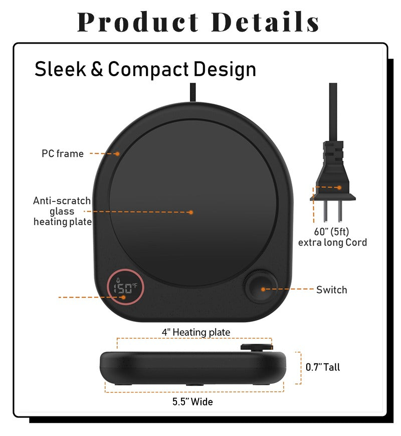 Coffee Mug Warmer with Adjustable Temperature Display