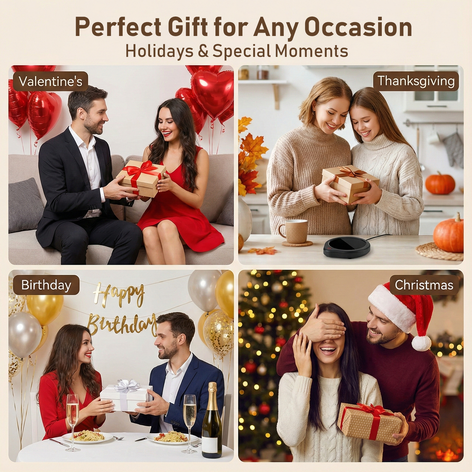 【ET-01】Coffee Mug Warmer for Desk, Cup Warmer with Auto Shut Off Smart Temperature Settings, Electric Beverage Tea Water Milk Warmer for All Cups and Mugs, Heating Plate Candle Wax Warmer