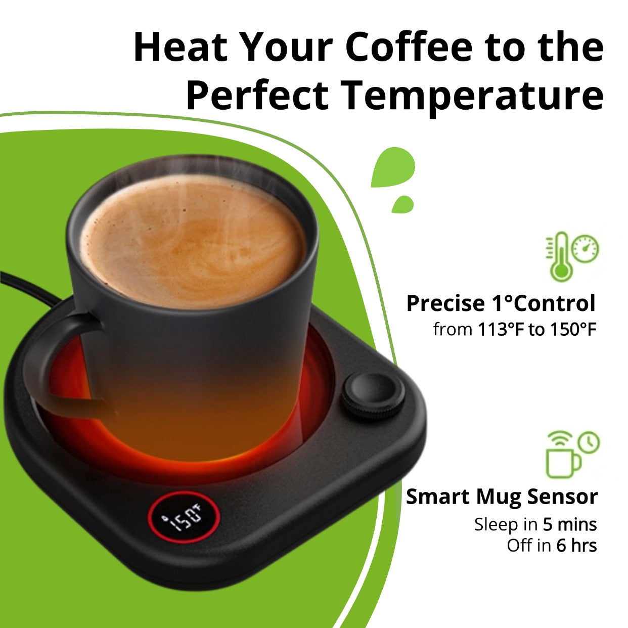 【CT-01】Coffee Mug Warmer for Desk, Electric Cup Heater for Tea Milk Beverages with Adjustable Temperature Display, Auto Shut Off Timer Mug Sensor, Candle Wax Heating Plate, Ideal Gift Accessory CT-01